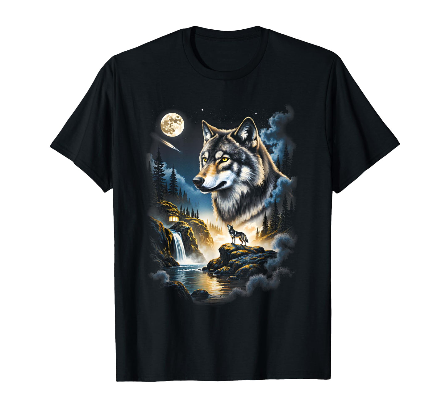 Grunge Retro Howling Wolf Vintage 90s Nature Galaxy T-Shirt