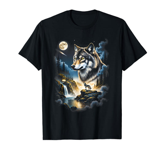 Grunge Retro Howling Wolf Vintage 90s Nature Galaxy T-Shirt