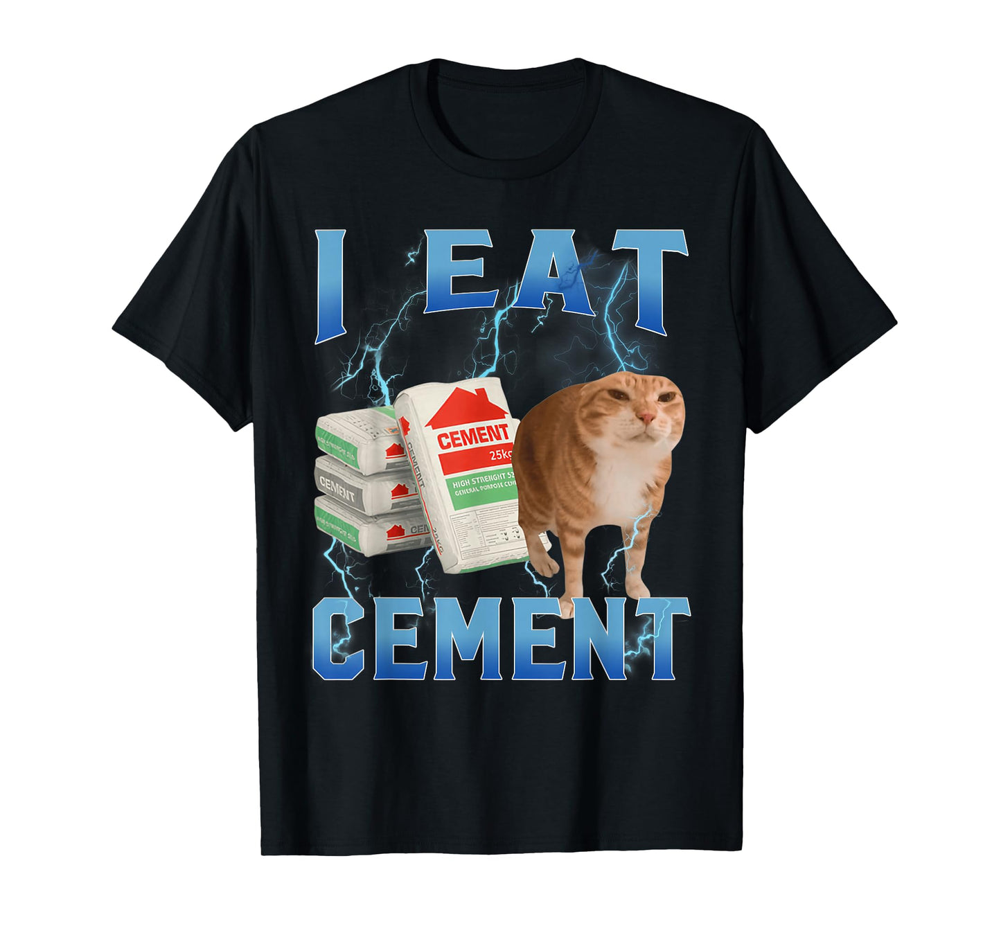 I Eat Cement Funny Cursed Cat Vintage 90s Ironic Cat Lover T-Shirt