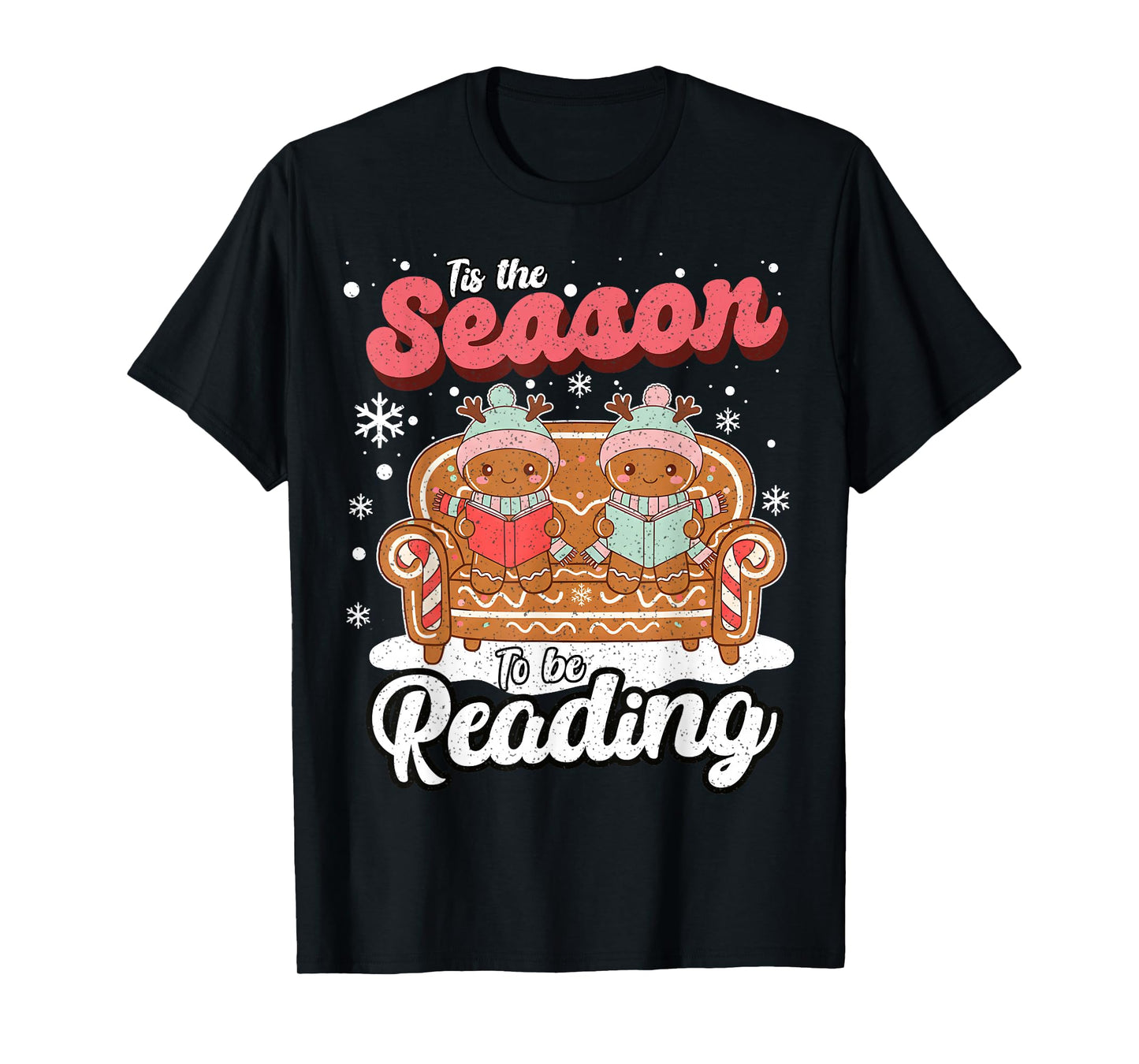 Christmas School Teacher Retro Librarian Groovy Xmas Books T-Shirt