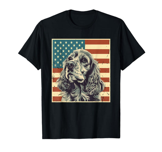Cocker Spaniel Vintage American Flag Dog Lover 4th of July T-Shirt