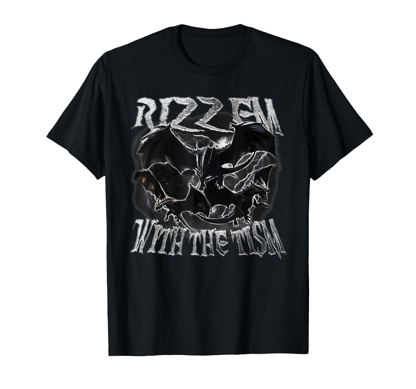 Autism Awareness Rizz Em with The Tism Meme Autistic Dragon T-Shirt