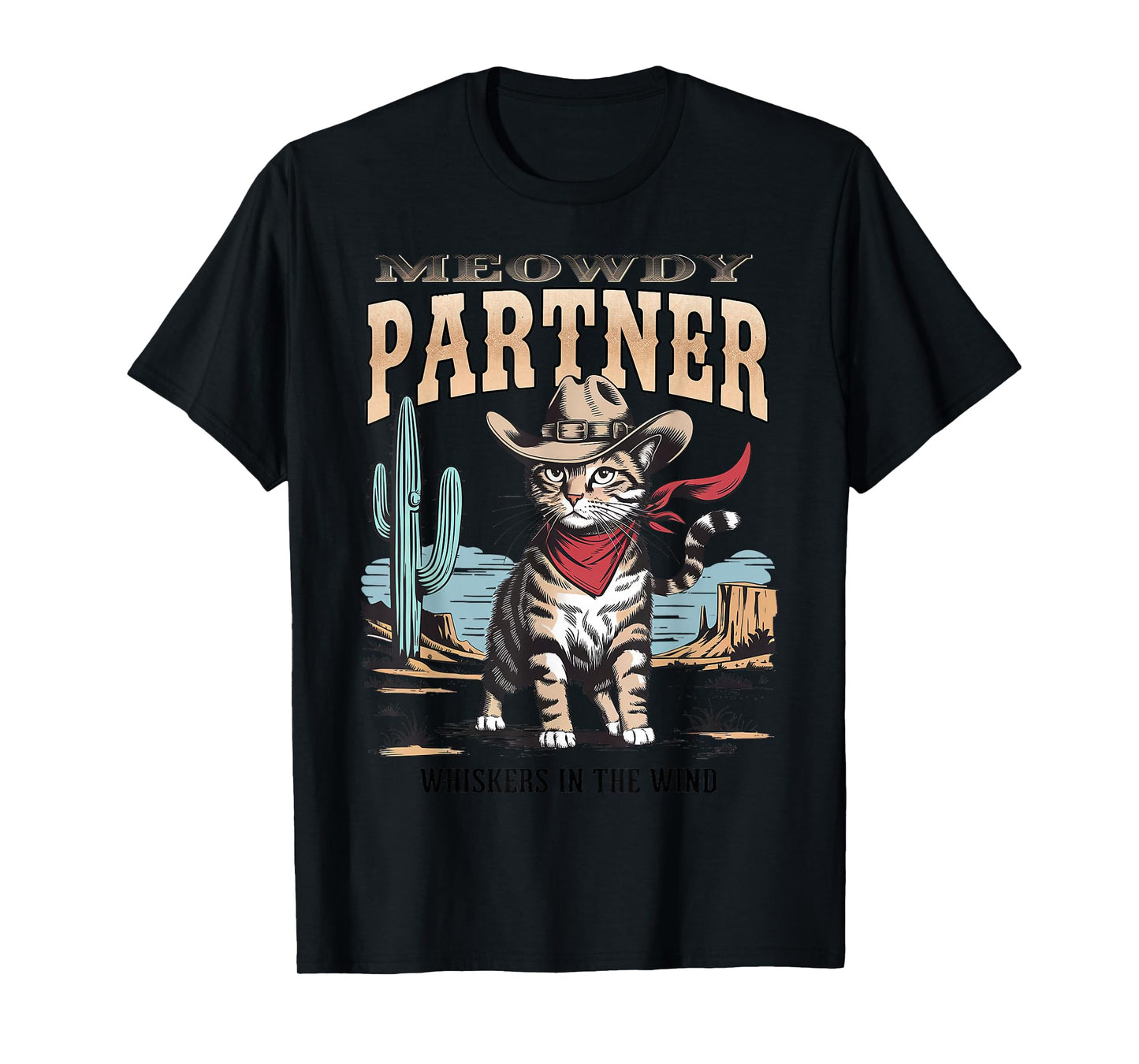 Vintage Cat Meowdy Partner Cowboy Gifts For Men Women Kid T-Shirt