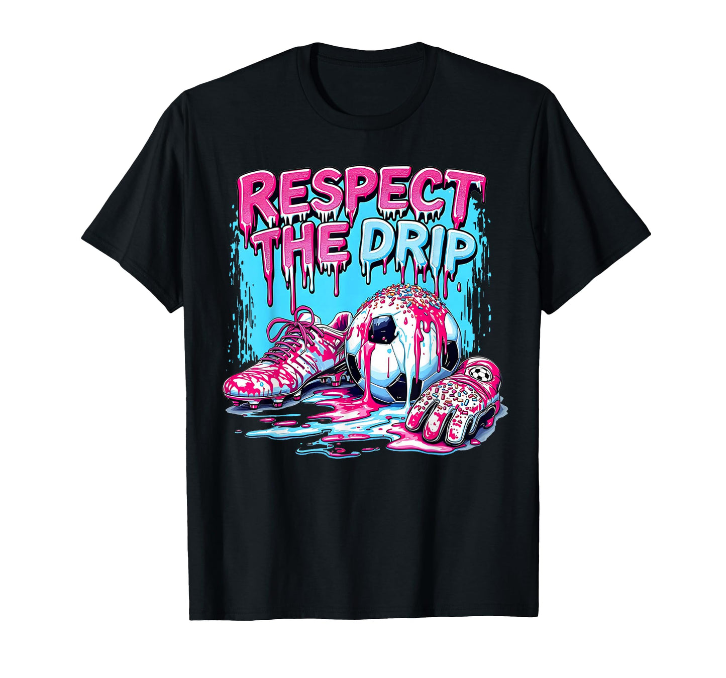 Soccer Ice Cream Sprinkles Theme Youth Respect The Drip Kids T-Shirt