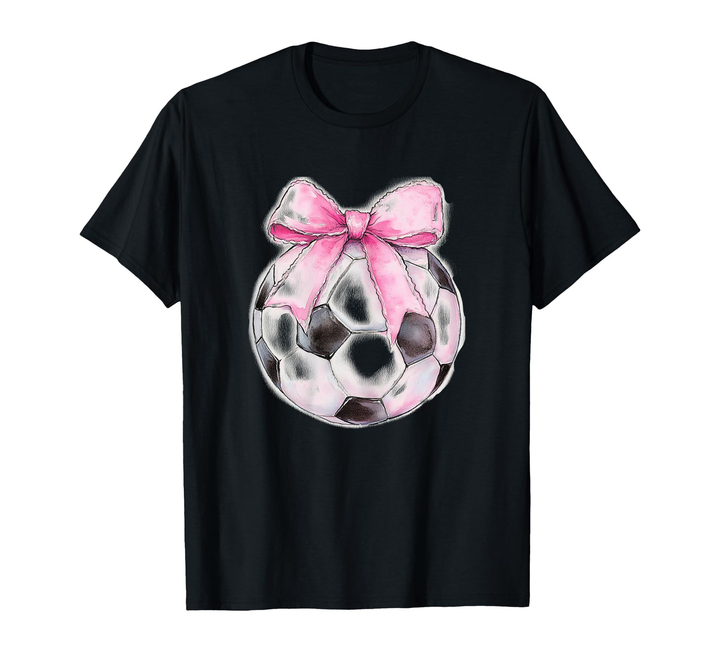 Soccer Ball Pink Coquette Bow Dainty Ribbon Girls Soccer T-Shirt