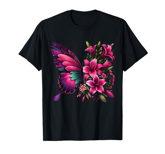 Watercolor Flower Butterfly T-Shirt