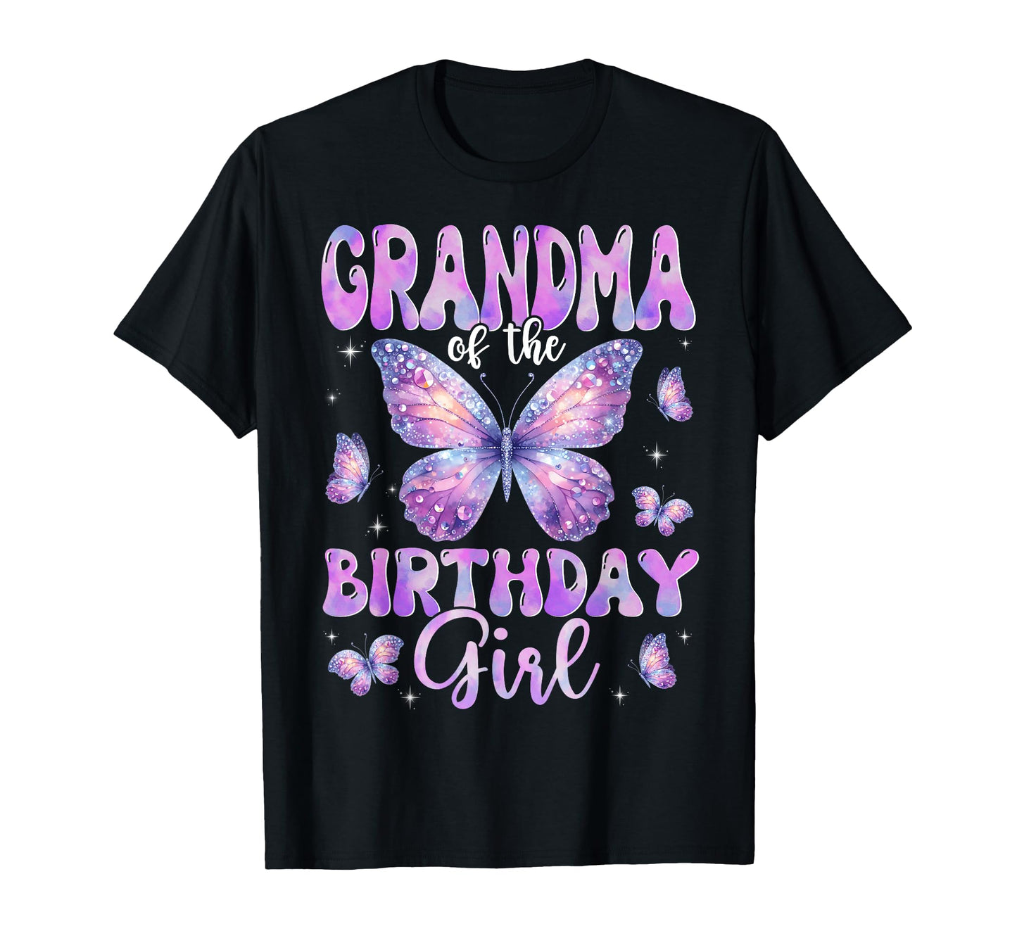 Grandma Of The Birthday Girl Butterfly Family Matching T-Shirt