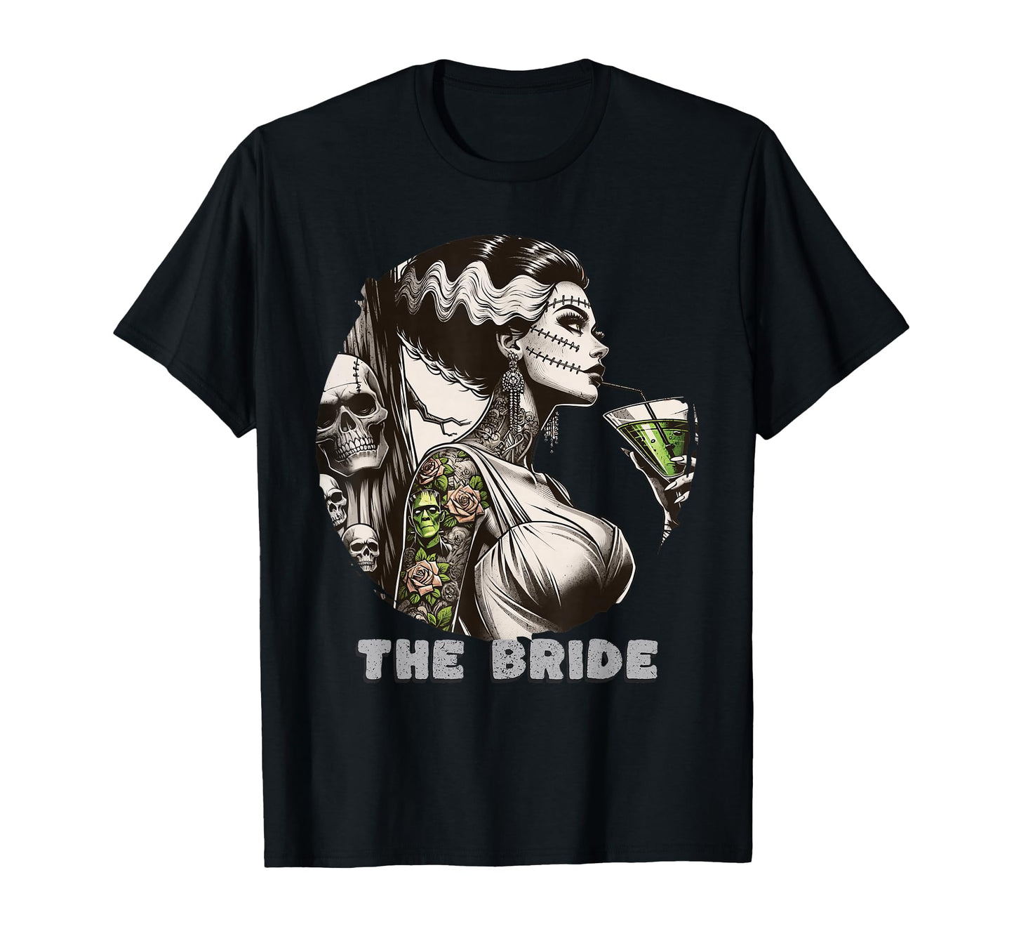 Funny The Bride The Monster Frankenstein Spooky Halloween T-Shirt