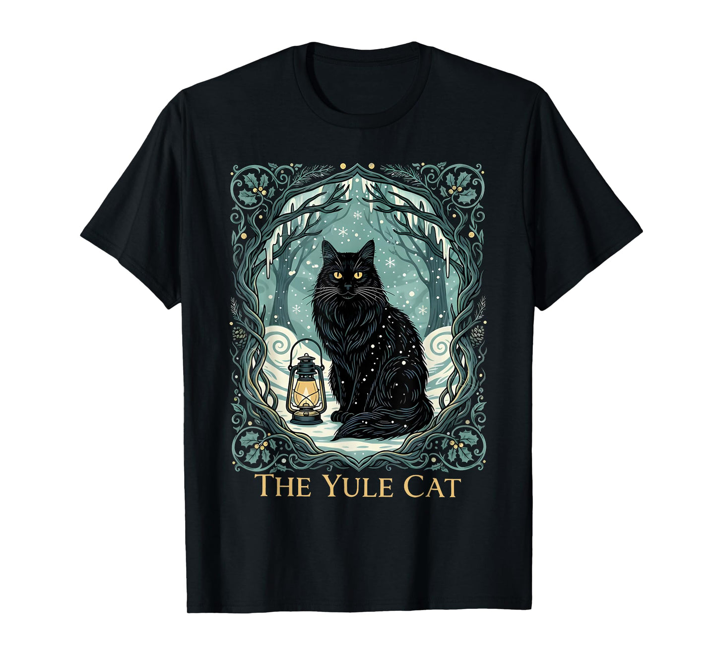 Creepmas Vintage The Yule Cat Tarot Card Dark Christmas T-Shirt