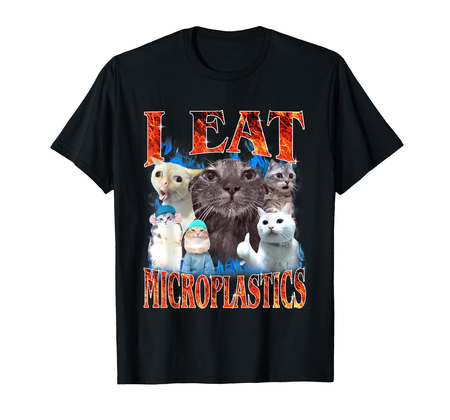 I Eat Microplastics Funny Cat Meme Y2K Bootleg Graphic T-Shirt
