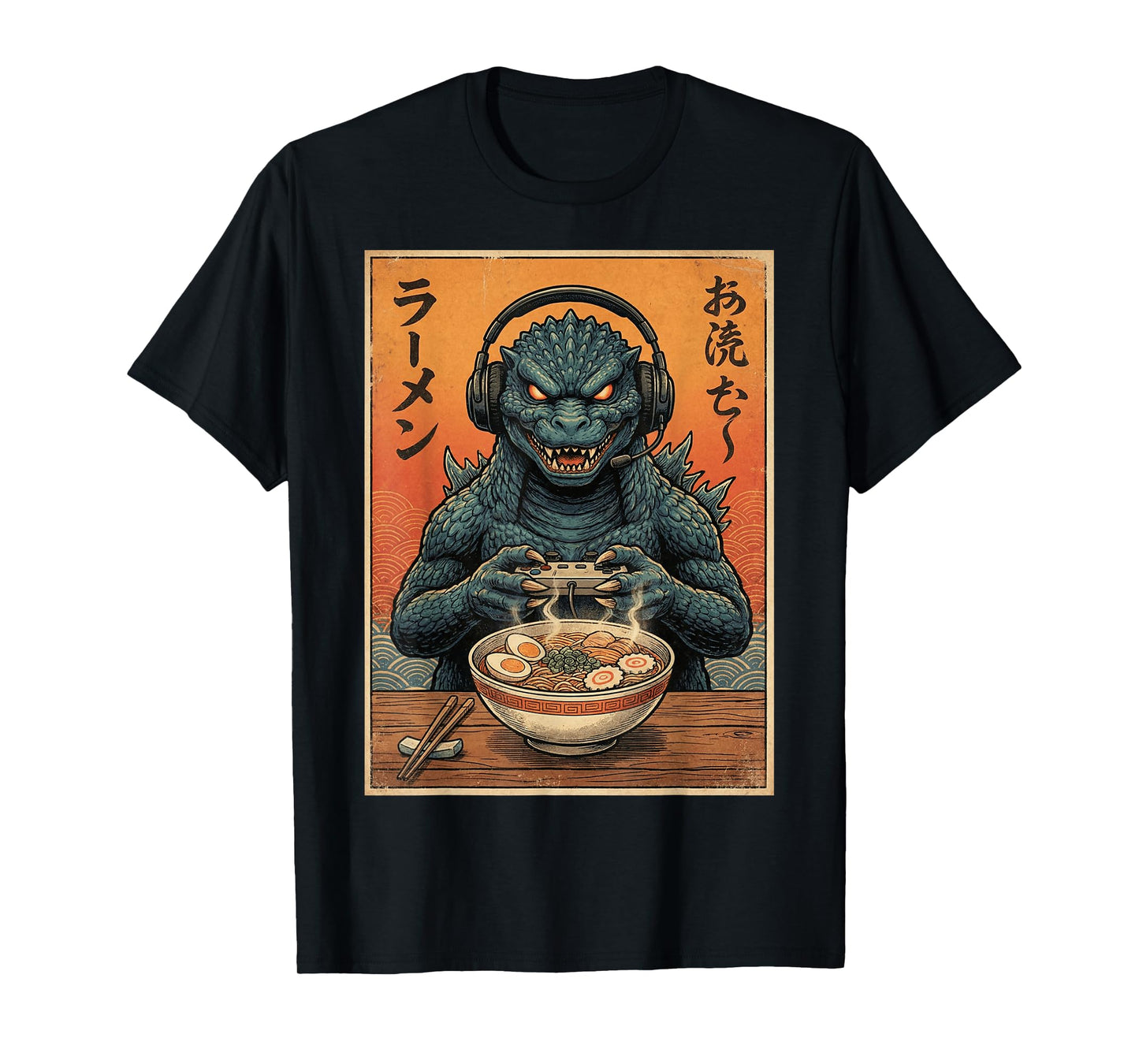 Funny Eating Ramen Japanese Monster Game Lover Birthday T-Shirt