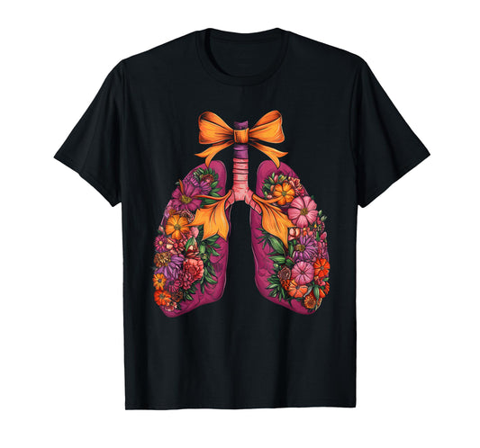 Lungs Flower Halloween Respiratory Therapist bow coquette T-Shirt