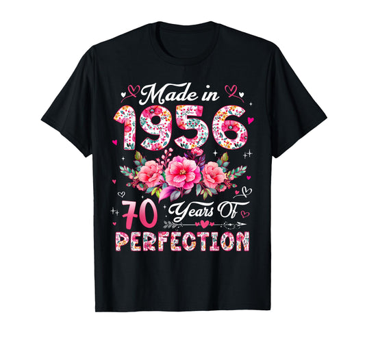 70 Year Old Made in 1956 Floral 70th Birthday Women T-Shirt