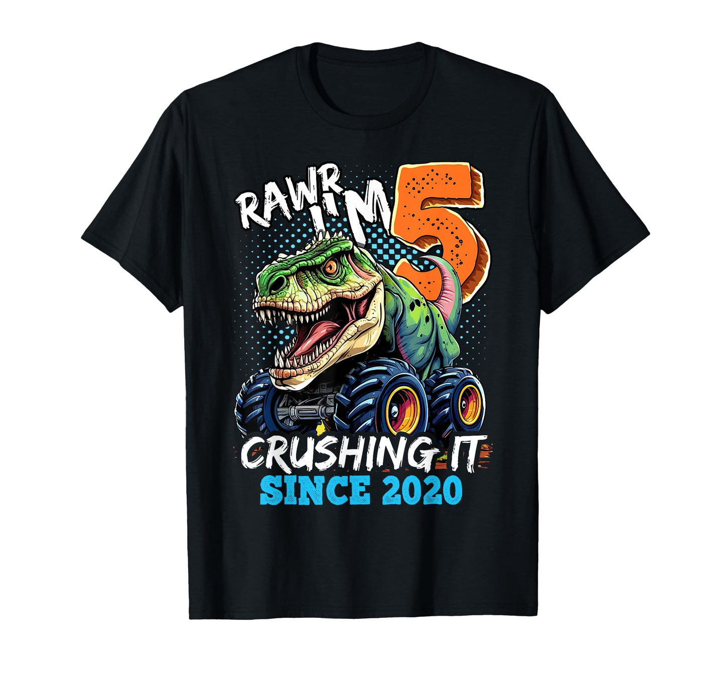 5th Birthday Monster Truck Dinosaur Party Boys Rawr I'm 5 T-Shirt