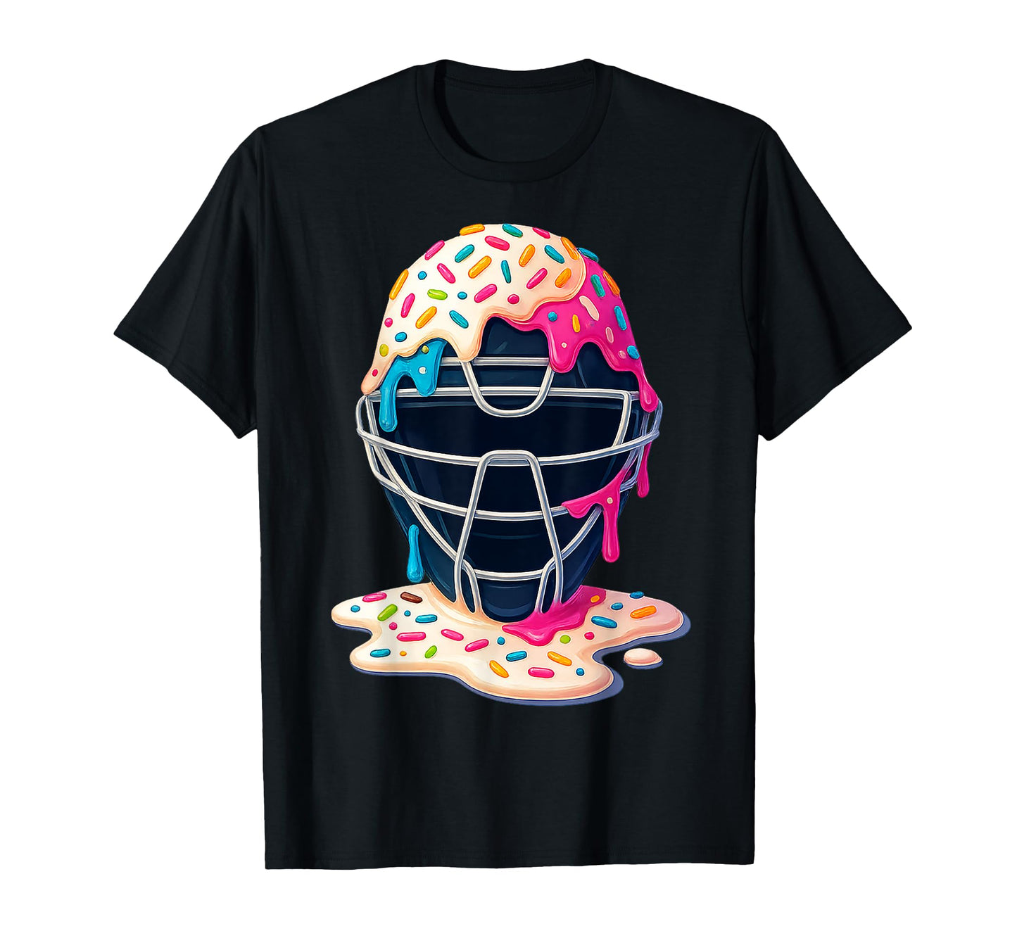Baseball Catcher Mask Ice Cream Funny Gift Men Women Boy Kid T-Shirt