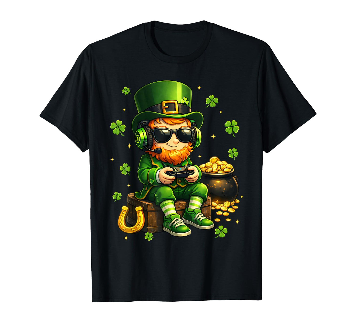 Video Game Leprechaun St Patricks Day Shirts Gamer Kids Boys T-Shirt