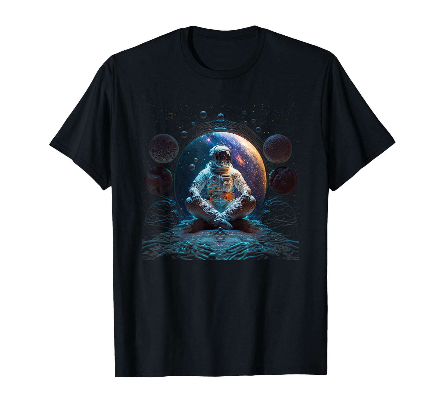 Meditating Astronaut Planets Meditation Astral Travel T-Shirt