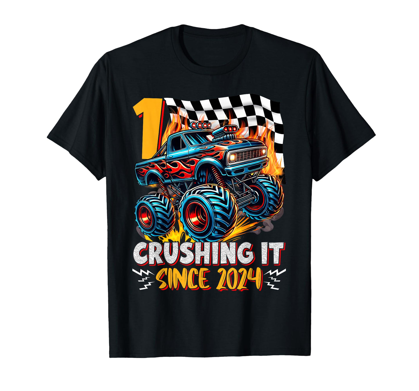 Birthday Monster Truck 1 Year Old Boys 1st Party Born 2024 T-Shirt