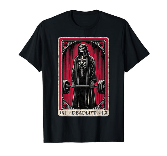 Vintage Deadlift Skeleton Halloween Gym Jokes Weightlifting T-Shirt