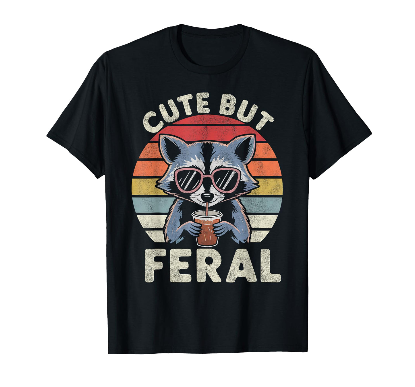Cute But Feral Funny Racoon Sunglasses For Toddler Boys Kids T-Shirt