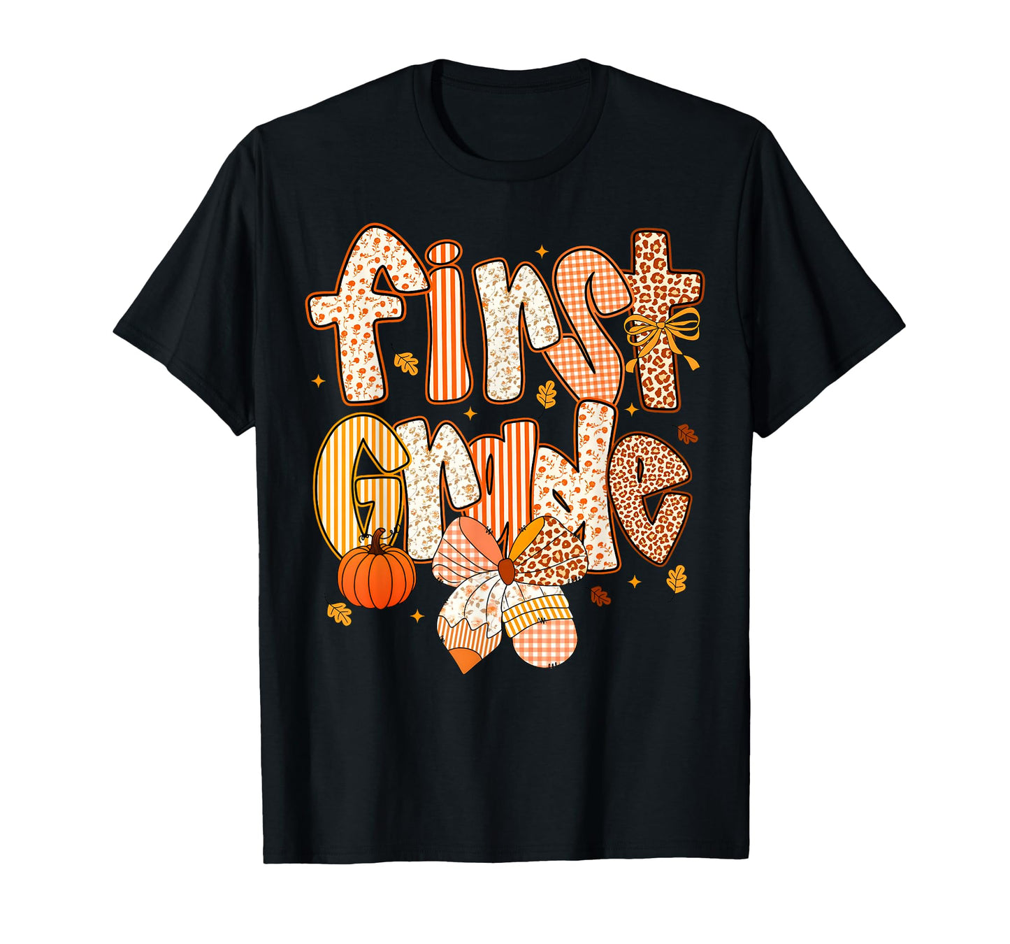 First Grade Fall Floral Coquette Bow Teachers Students T-Shirt