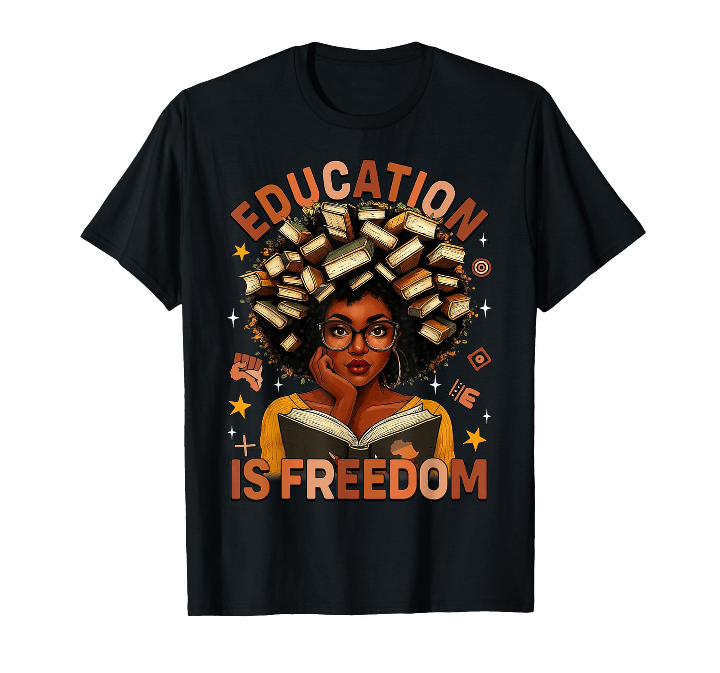 Education is Freedom Black Teacher Books Black History Month T-Shirt