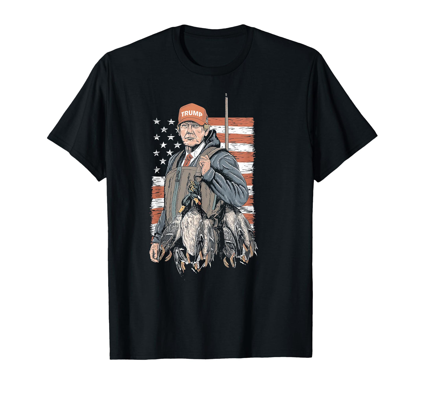Duck Hunting Trump Camo Hello Hunting Season US Flag T-Shirt