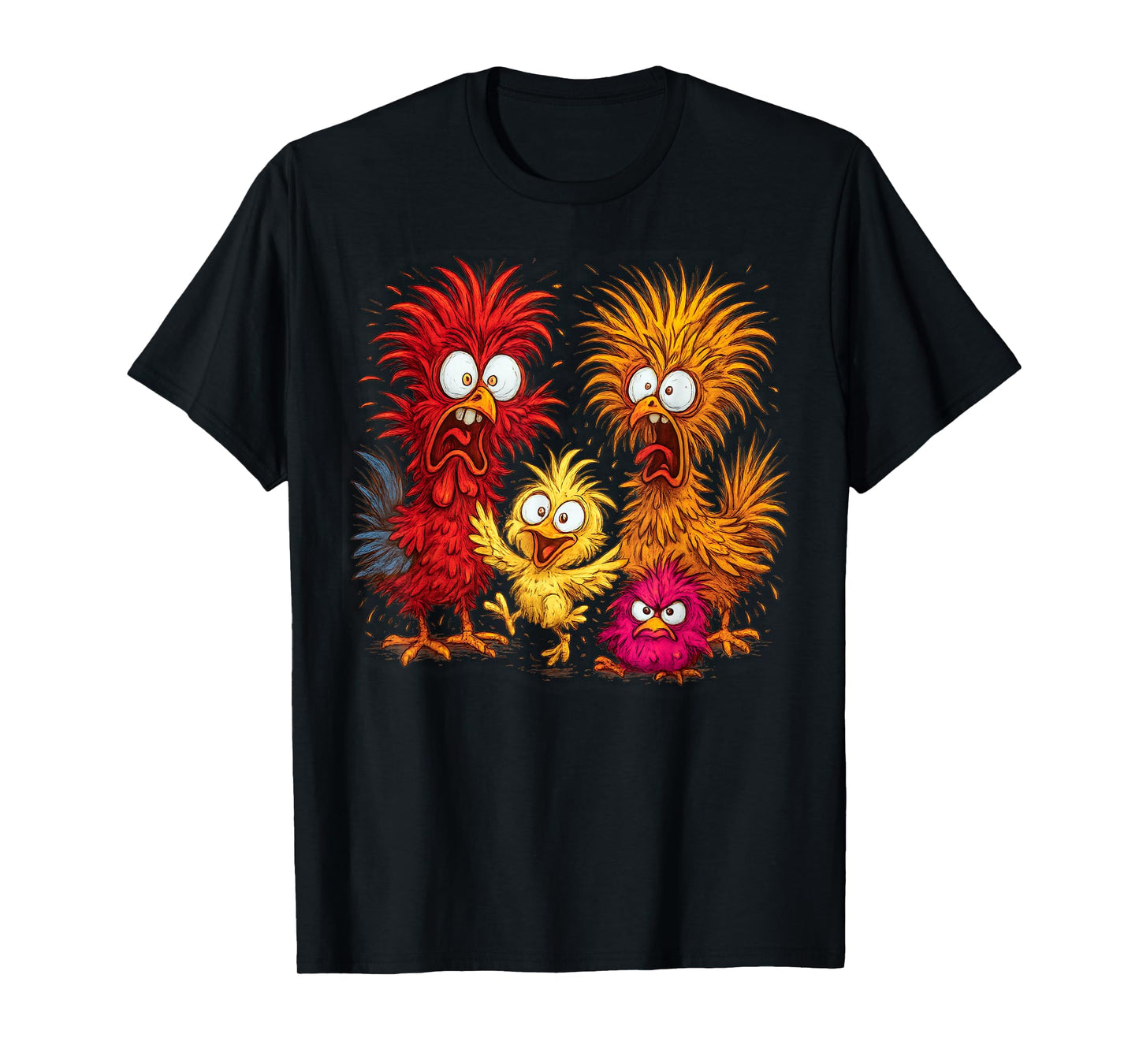 Funny Chicken Family, Crazy Chicken Cartoon Graphic Humor T-Shirt