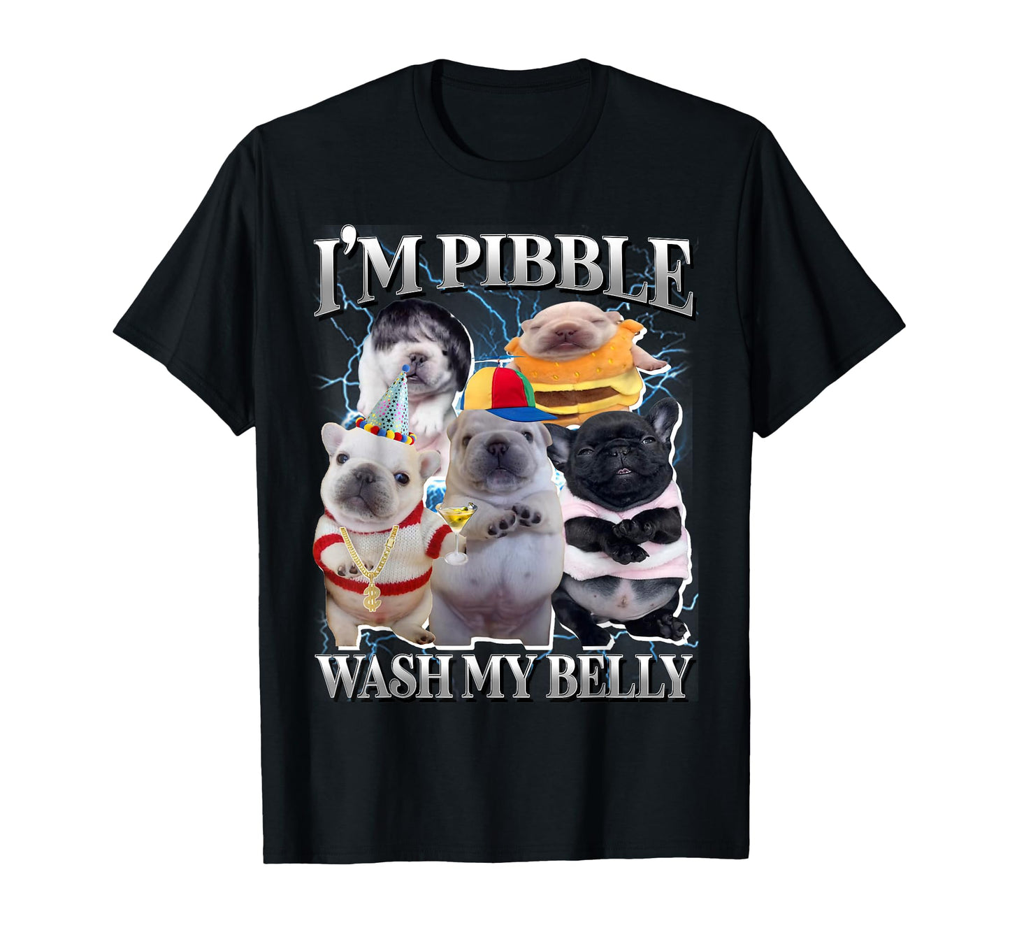 Funny Pibble Dog Meme Brainrot Wash My Belly T-Shirt