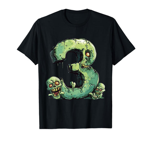 Toddler 3rd Birthday Zombie Halloween Themed 3 Year Old Kids T-Shirt