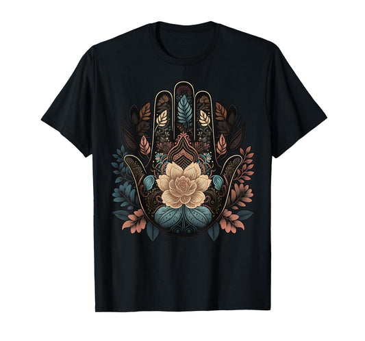 Floral Khamsah or Hand of Fatima on flower Hand of Hamsa T-Shirt