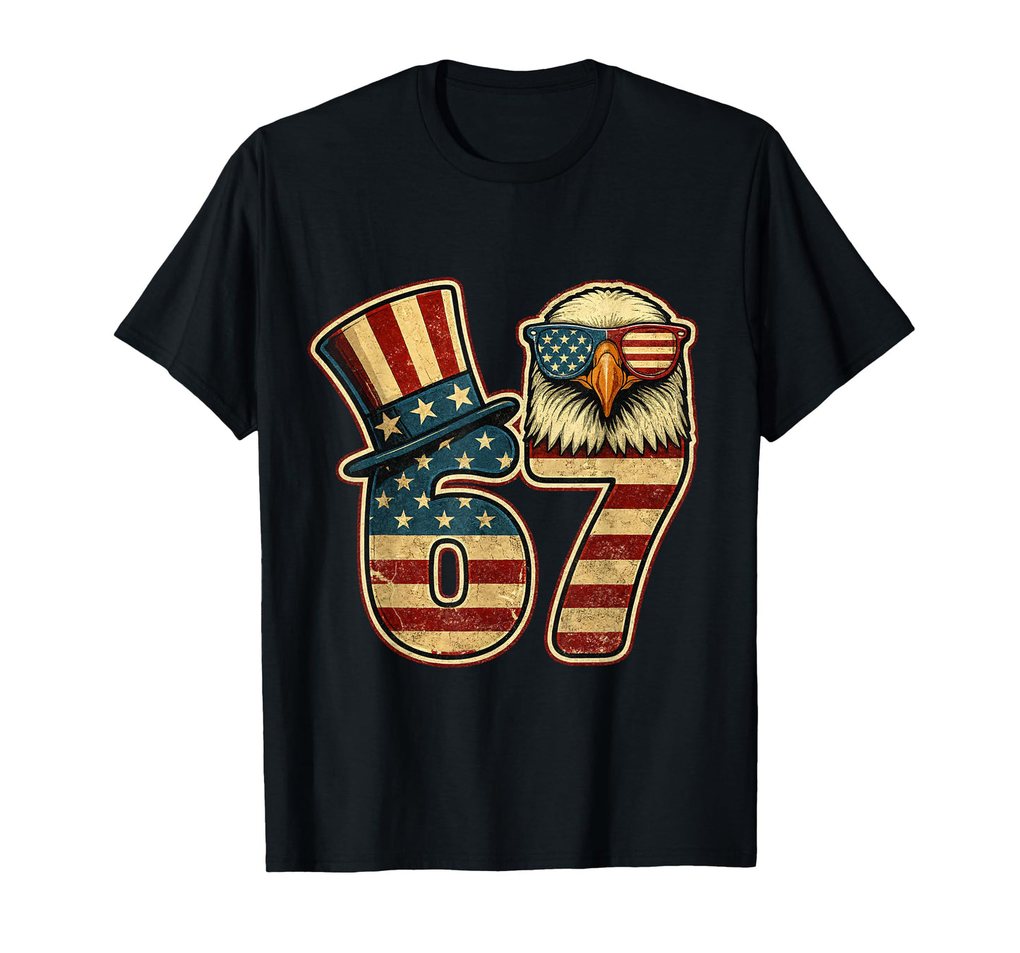 67 Six Seven Eagle Outfit for 4th of July Patriotic USA Flag T-Shirt