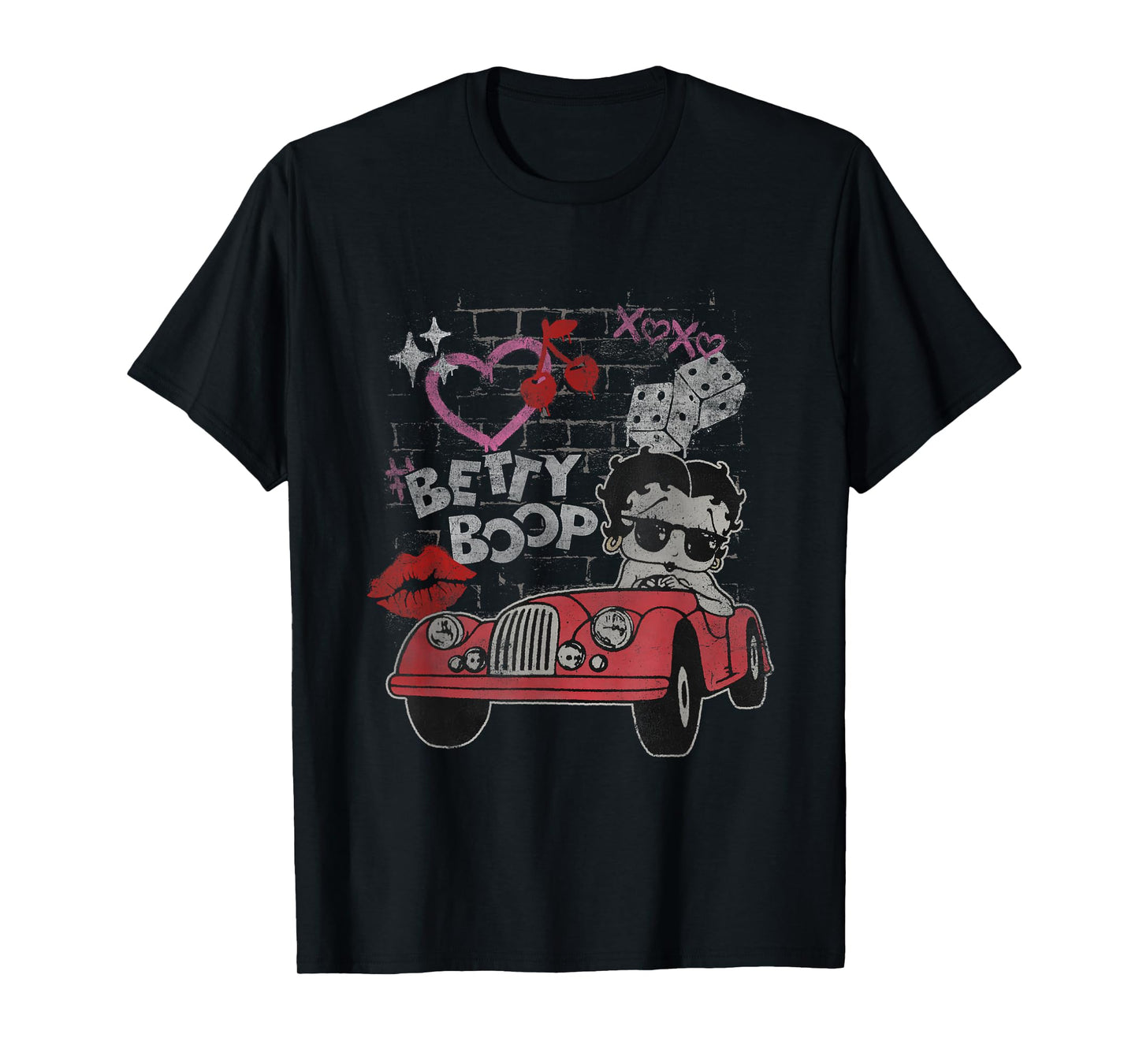 Betty Boop Kisses Distressed Heart Betty T-Shirt