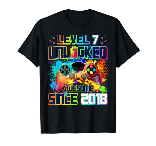 Level 7 Unlocked 7 Year Old Video Gamer 7th Birthday Gift T-Shirt