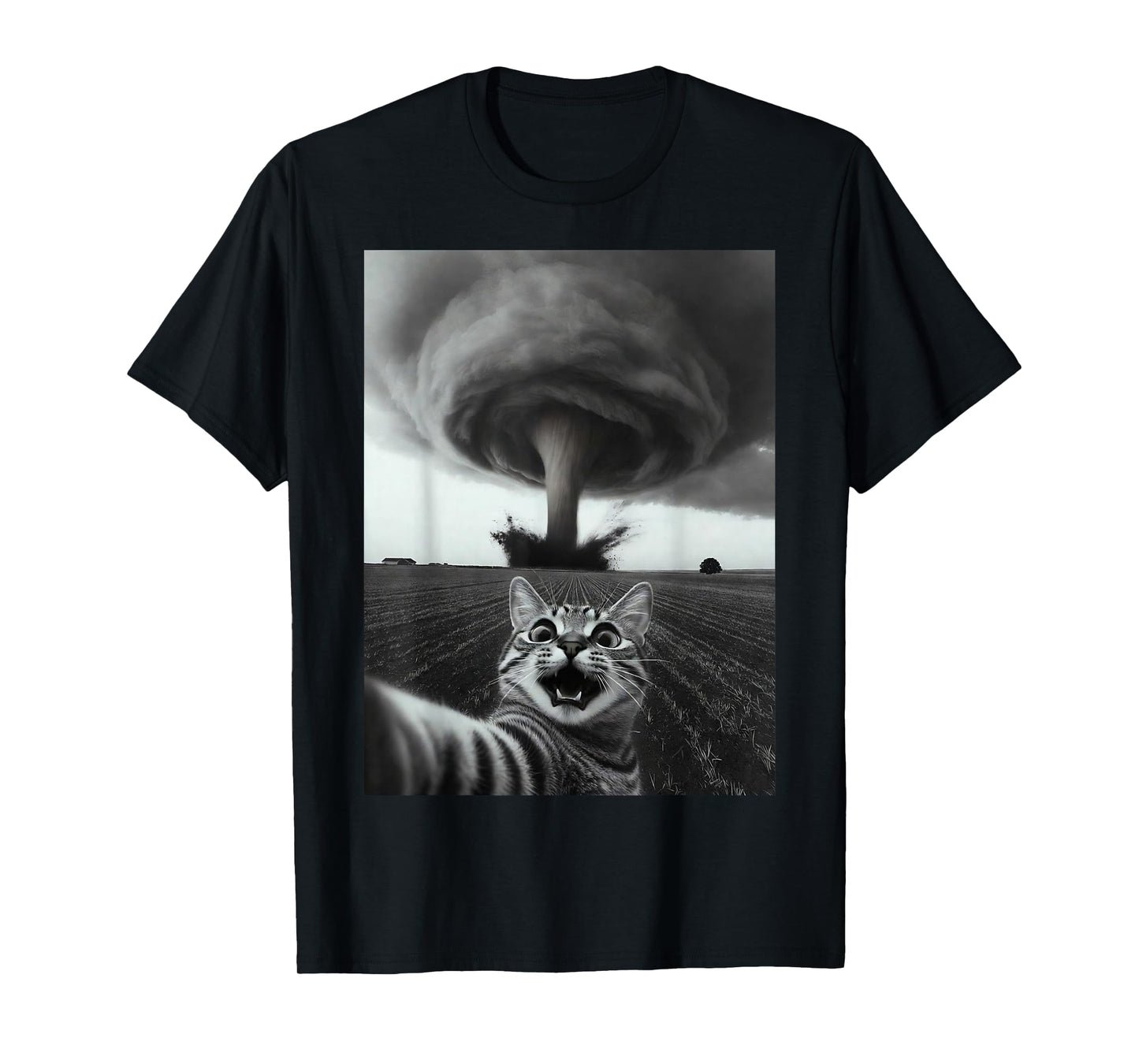 Funny Tornado Selfie Cat Meme – Cute Storm Weather Humor T-Shirt