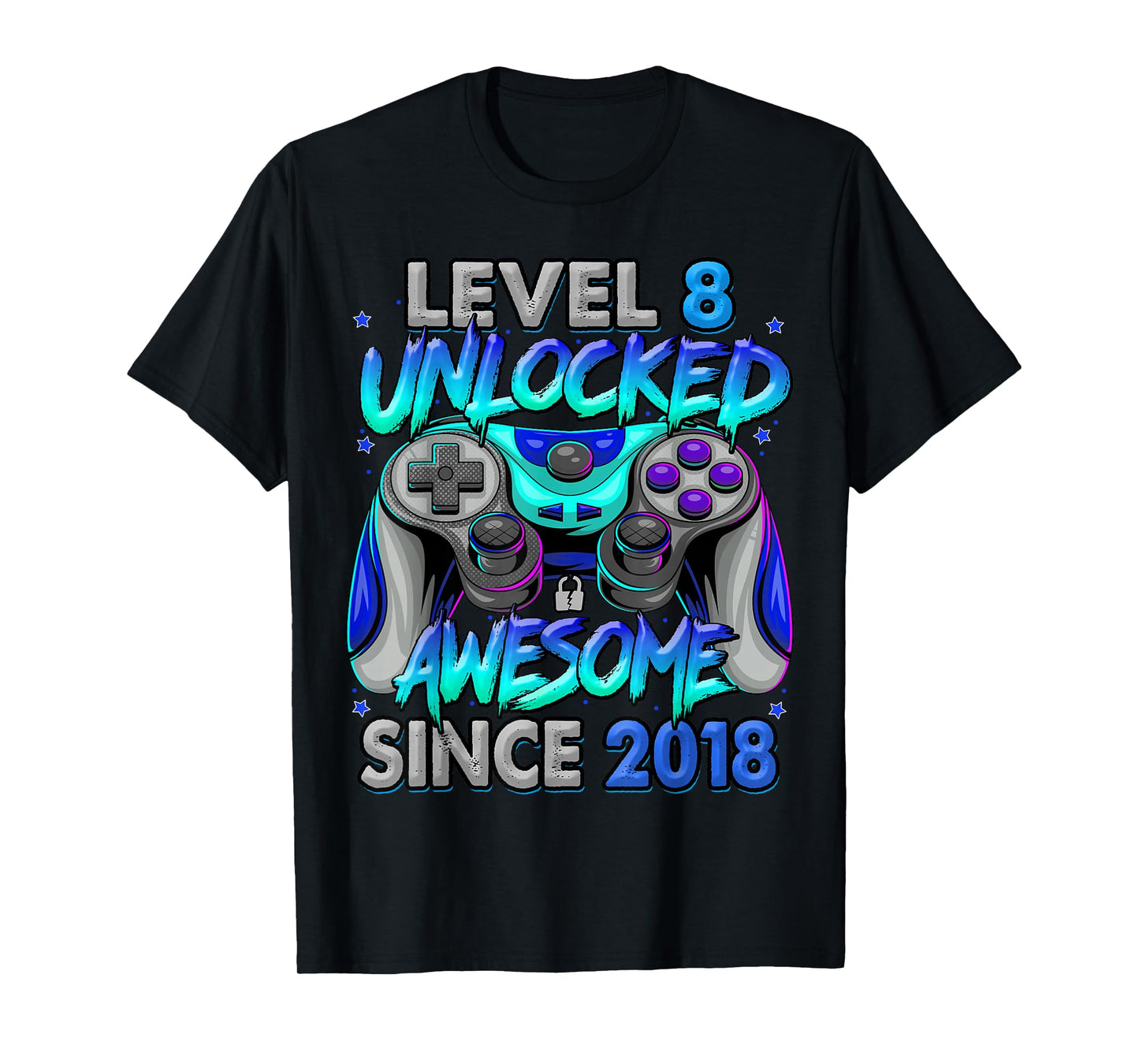 Level 8 Unlocked Awesome Since 2018 8th Birthday Gaming T-Shirt