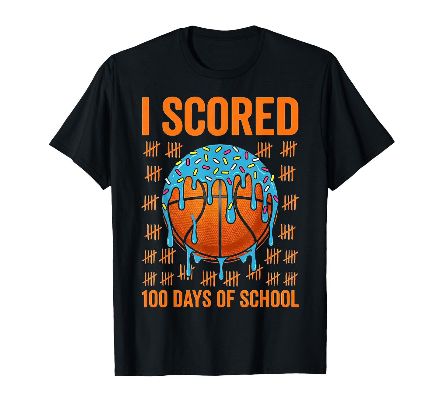 100 Days of School Basketball Ice Cram Drip 100th T-Shirt