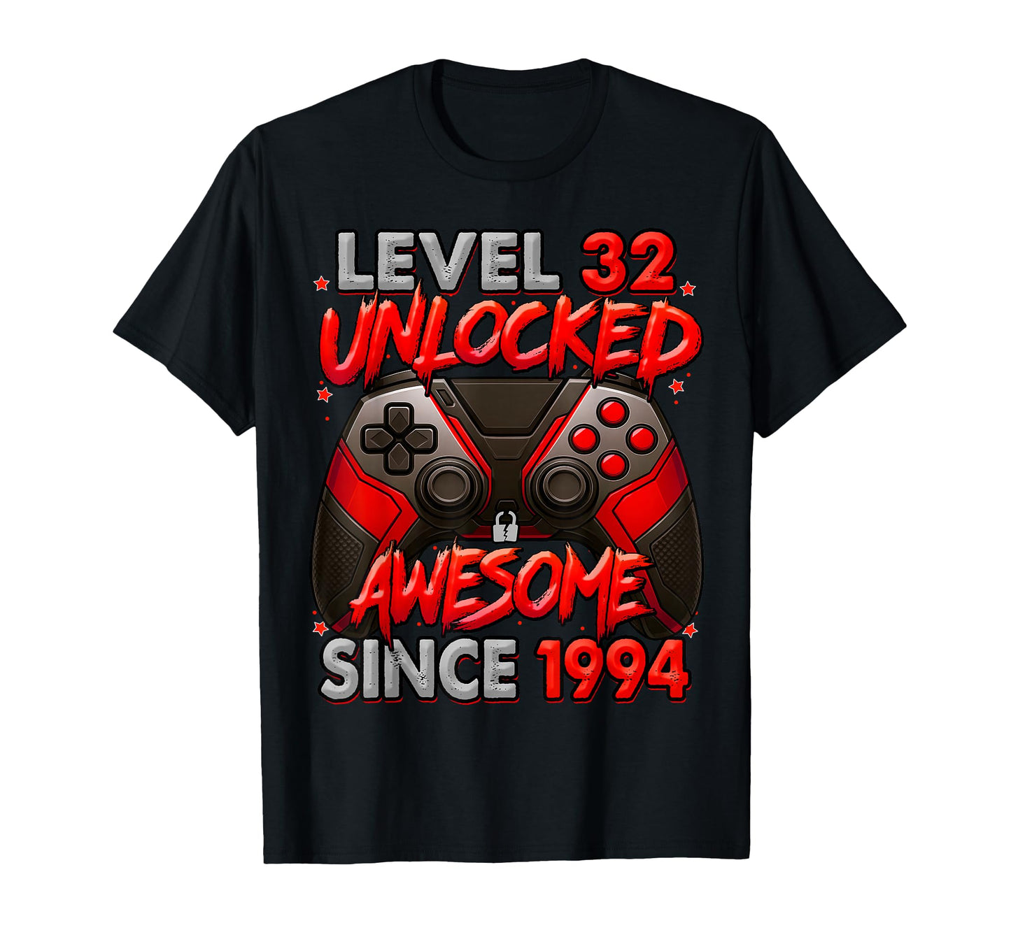 Level 32 Unlocked Awesome Since 1994 32nd Birthday Gaming T-Shirt