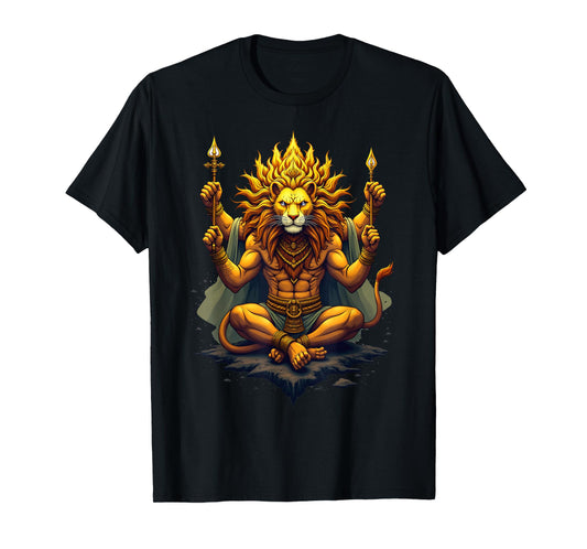 Majestätischer Narasimha Löwengott Design Göttliche Symbole T-Shirt