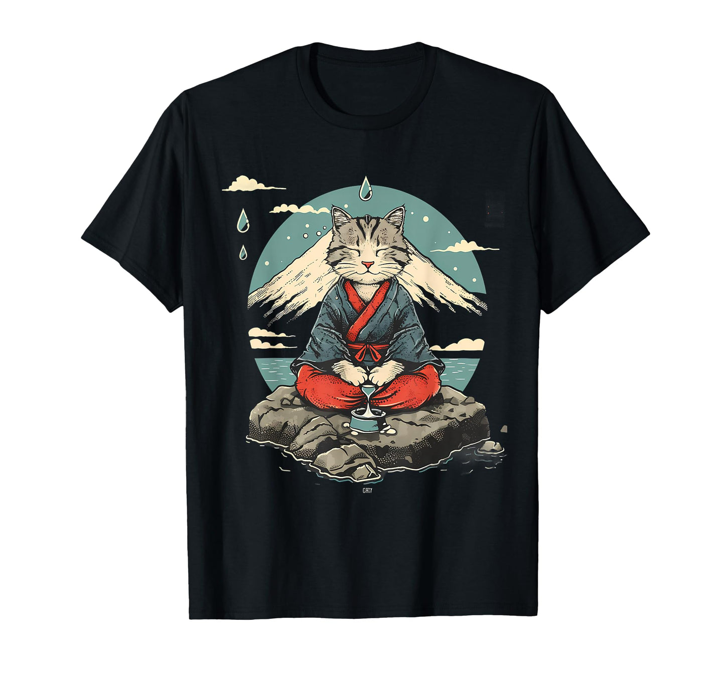 Cat Meditation Mountain Yoga Buddhist Zen Buddha Hindu Men Women Girls Kids T-Shirt