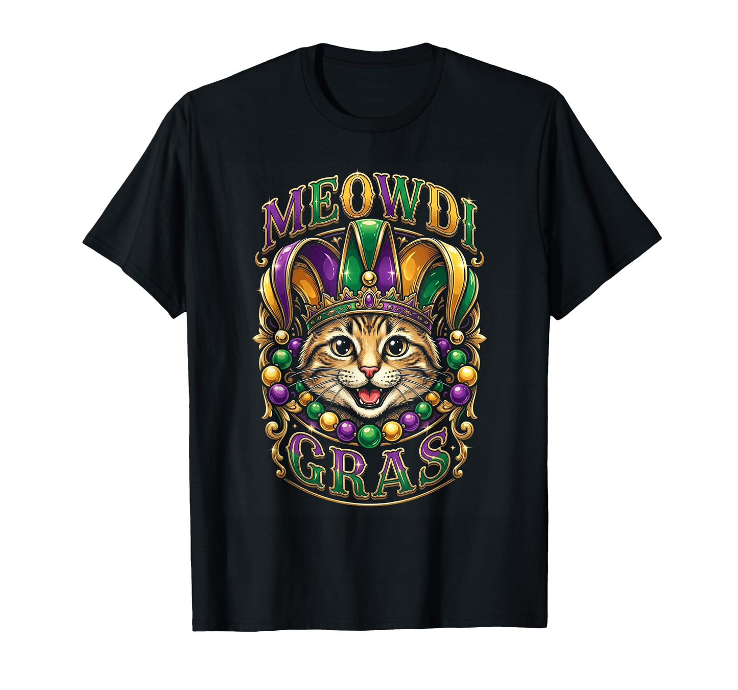 Meowdi Gras Cat Mardi Gras Fat Tuesday Carnival New Orleans T-Shirt