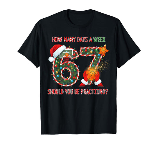 67 Christmas 6 7 Meme Basketball Pajamas Boys Girls Kids T-Shirt