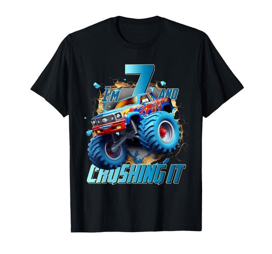 I'm Crushing it Monster Truck 7 Year Old Boys 7th Birthday T-Shirt