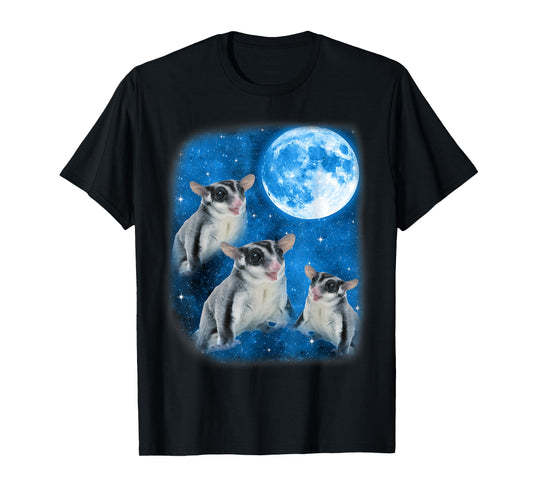 Sugar Glider Howling At The Space Full Moon Night Starry Sky T-Shirt