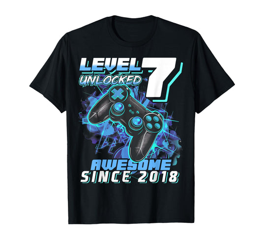 7th Birthday Boy Level 7 Gamer 7 Year Video Game Party T-Shirt