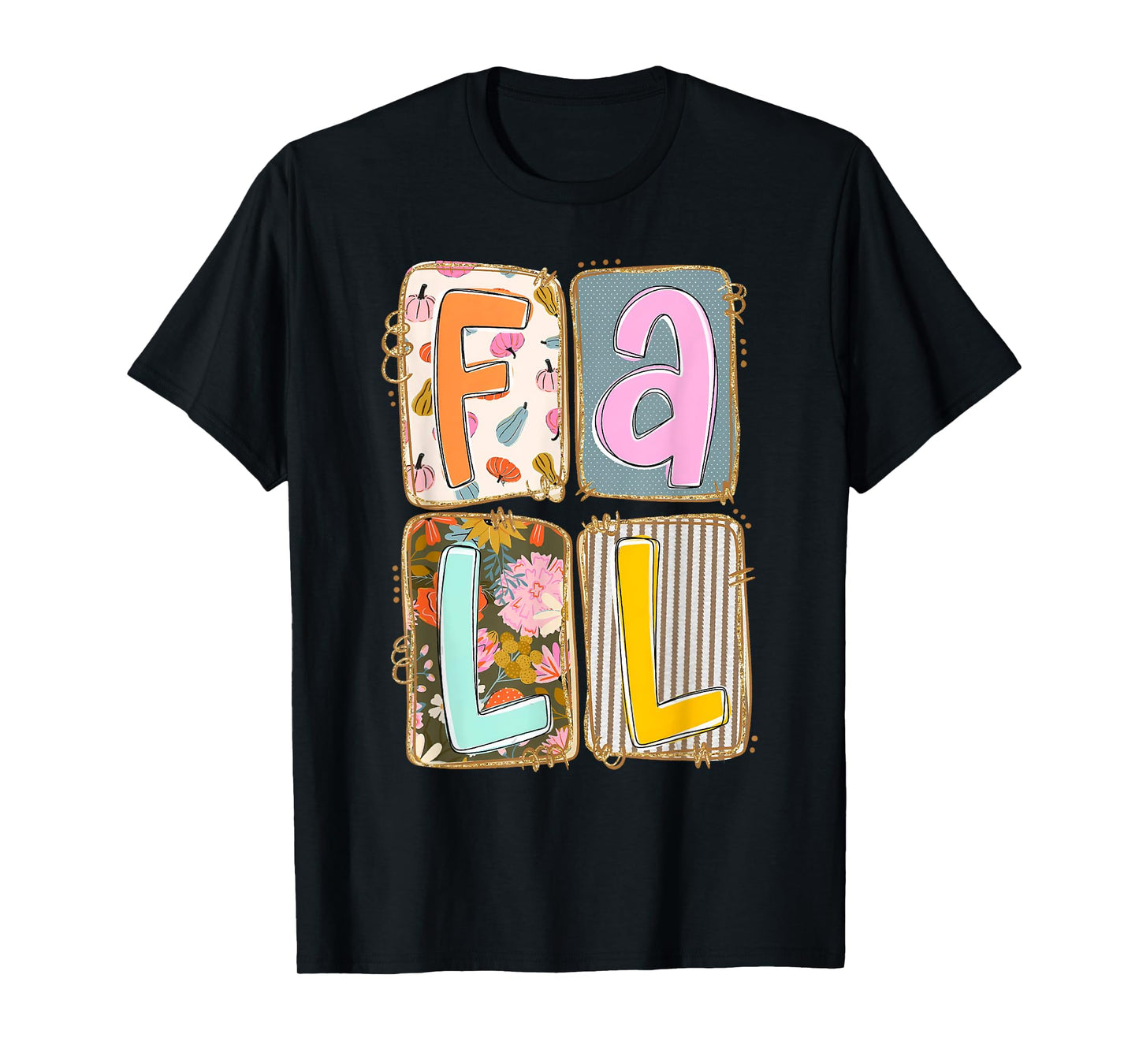 Fall Pumpkin Season Flower Thanksgiving Autumn Leaves Retro T-Shirt