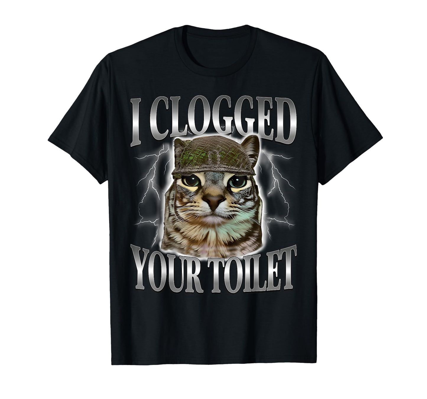 I Clogged Your Toilet Funny Stupid Brainrot Staring Cat Meme T-Shirt