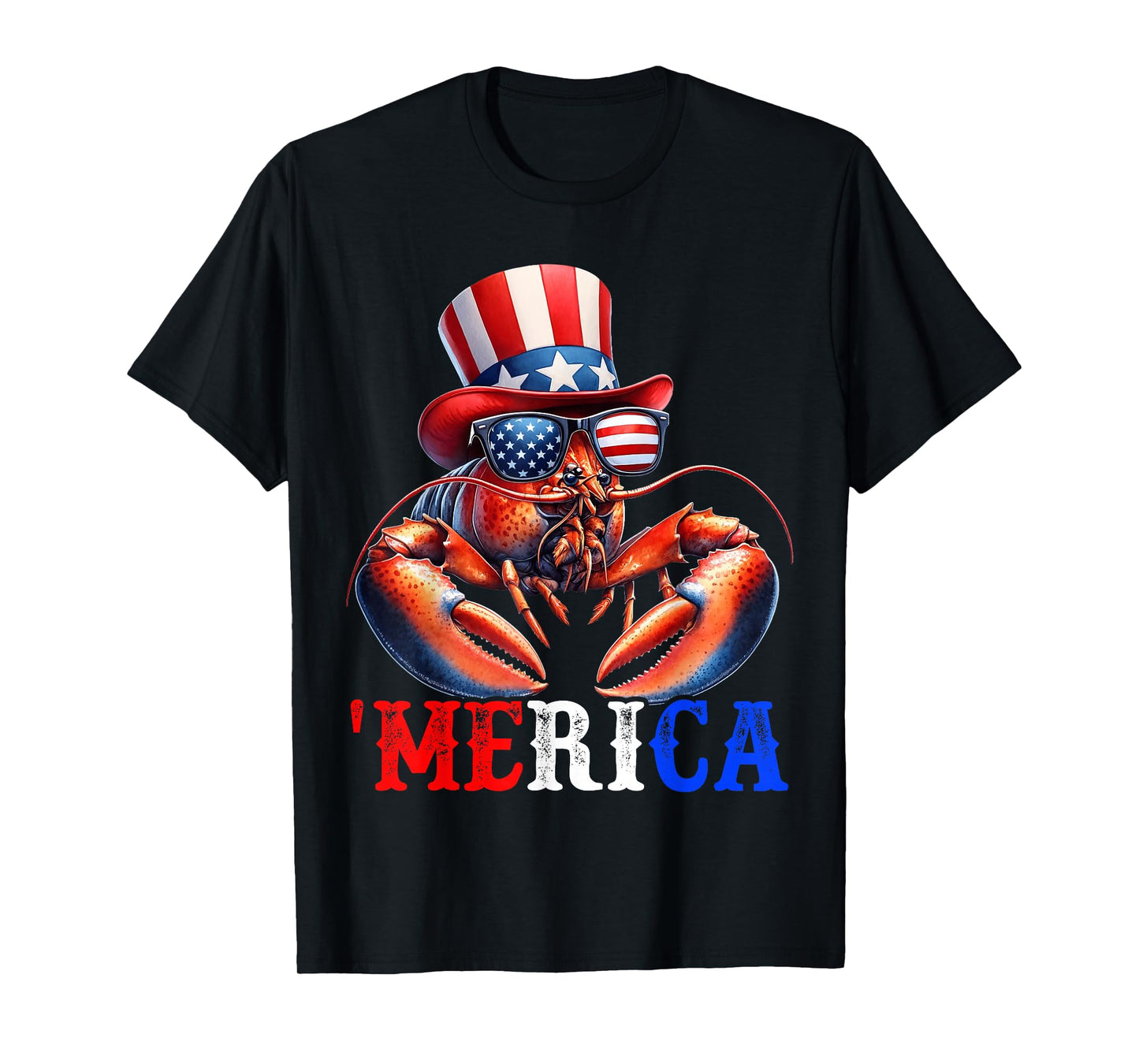 Merica Lobster Patriotic 4th of July Funny Kids Men Women T-Shirt
