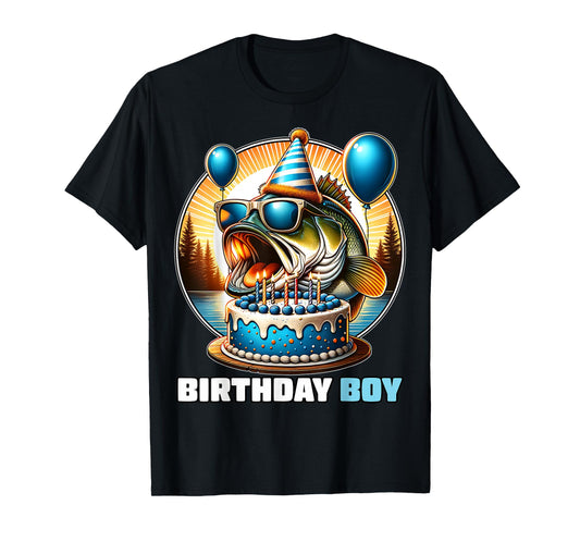 Funny Birthday Boy Fishing Birthday Shirt Bday Party Kids T-Shirt