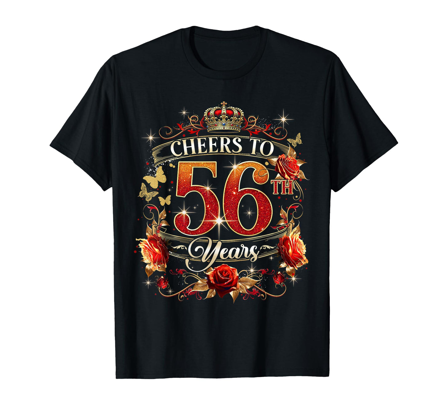Cheers to 56 Years Old Wedding Anniversary 56th Birthday T-Shirt